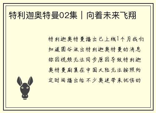 特利迦奥特曼02集｜向着未来飞翔